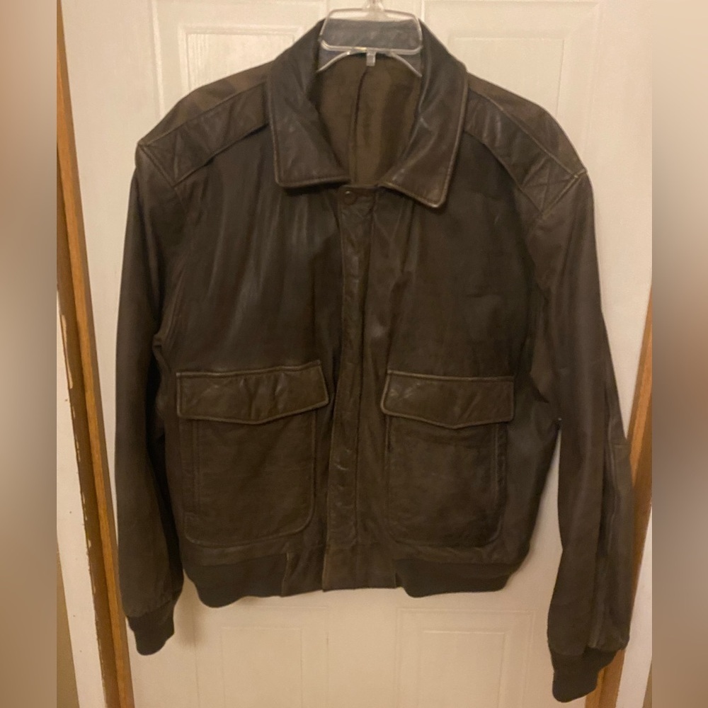 VTG Men's Mirage Dark Brown Leather Bomber Jacket